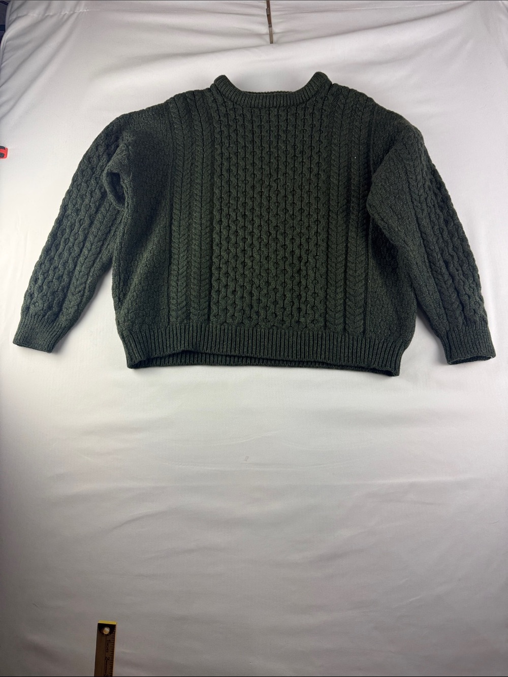 Aran Crafts Merino Wool Cable Knit Sweater Dark Green Women's XXL Irish Knit